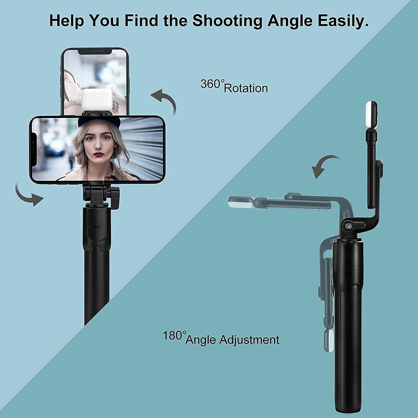 R1S Extendable Flash 3-in-1 Selfie Stick Tripod with Bluetooth Remote