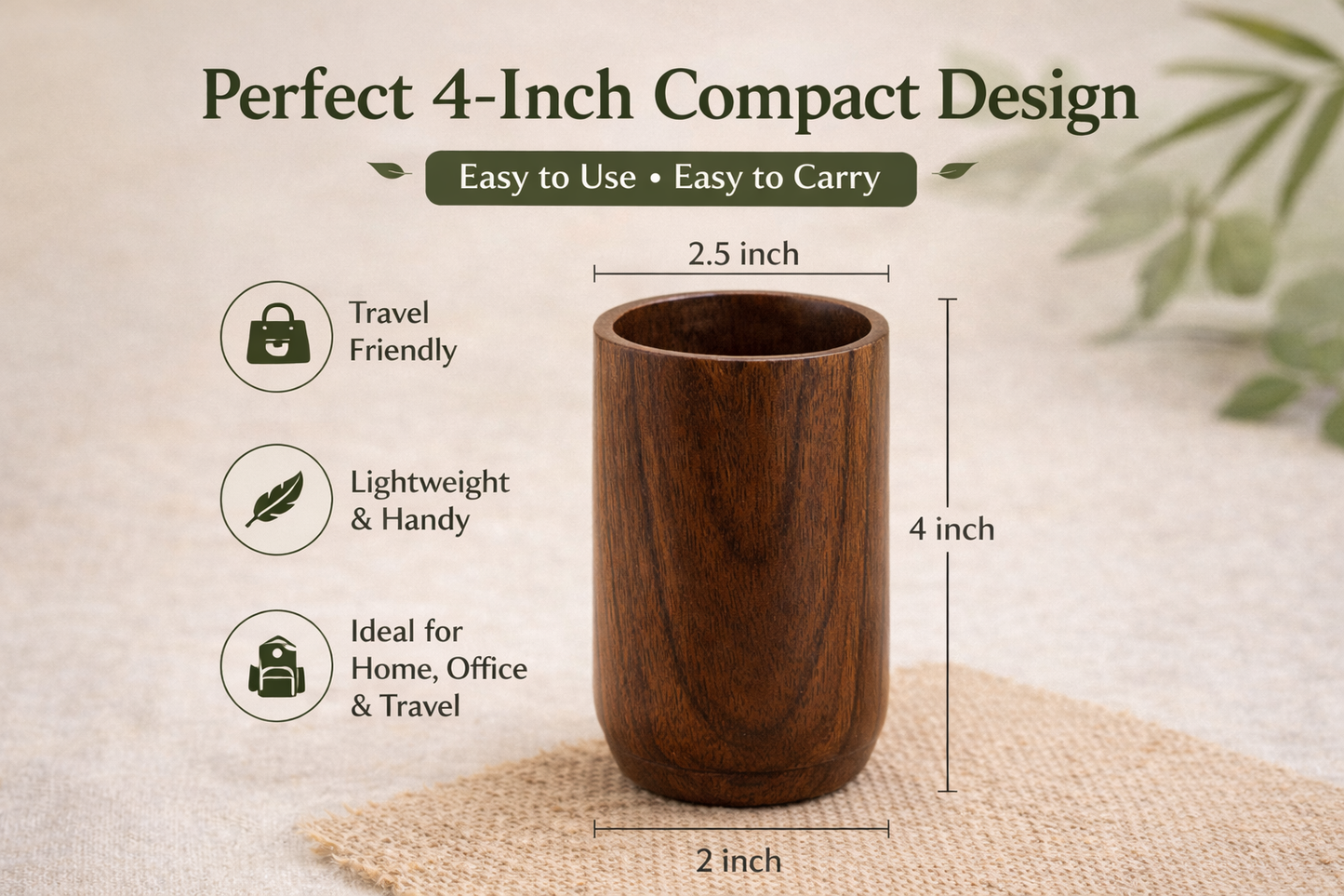 Pure Vijaysar Wood Tumbler | Ayurvedic Herbal Drink Cup for Natural Detox