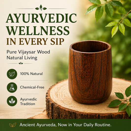 Pure Vijaysar Wood Tumbler | Ayurvedic Herbal Drink Cup for Natural Detox